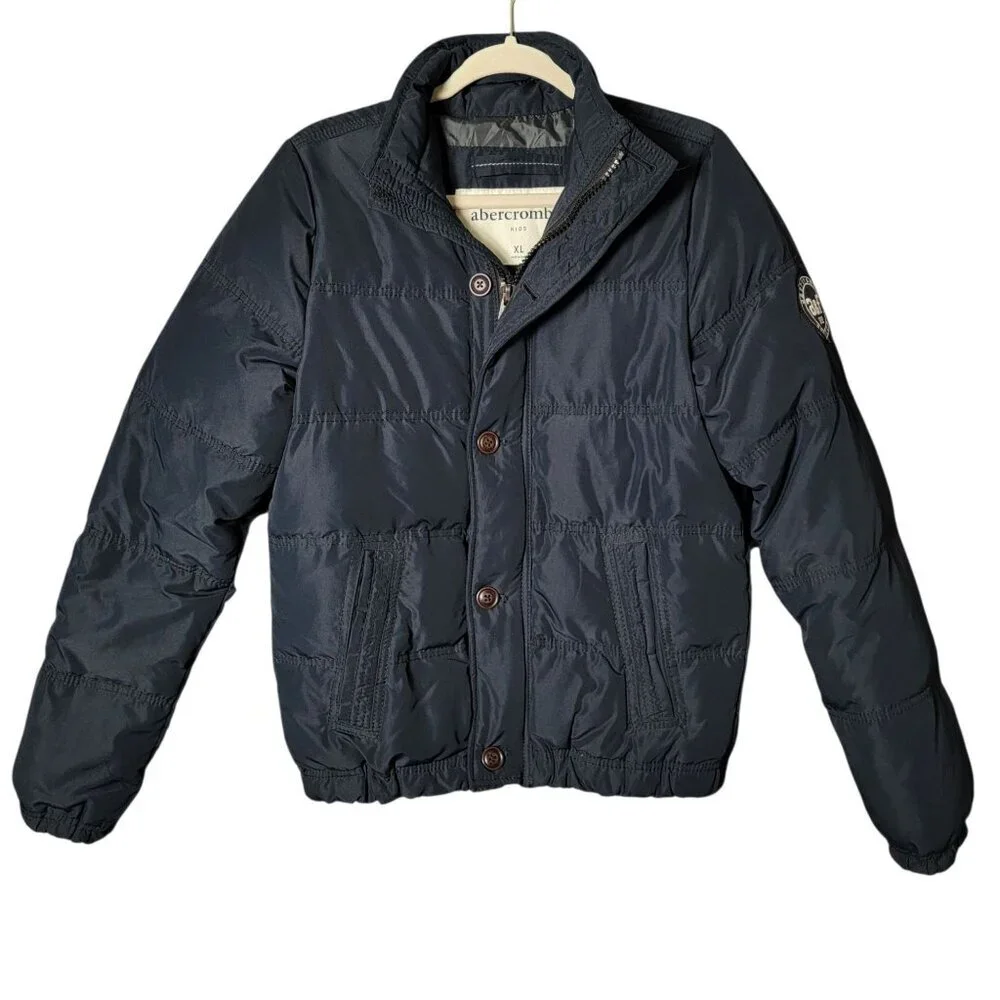 Abercrombie Kids Boys Blue Down Filled Puffer Jacket XL Preppy Winter